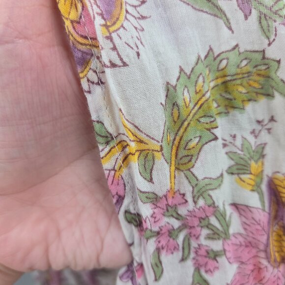 Daughters of India White Fuchsia Floral Kyra 100% Cotton Maxi Dress XS - Picture 13 of 16